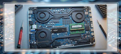 Técnico reparando una notebook